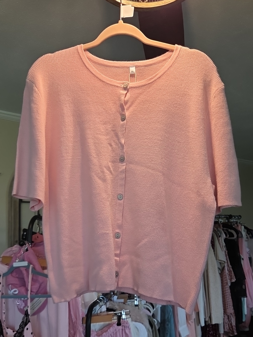 Soft Knit Pink Button-Front Women's Top